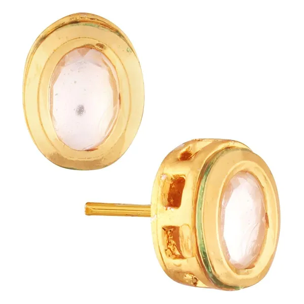 Gold_Plated_Traditional_Delicate_Oval_Shape_Design_Vilandi_Kundan_Studded_Stud_Earrings_With_Push_Back_Closure_For_Women_And_Girls
