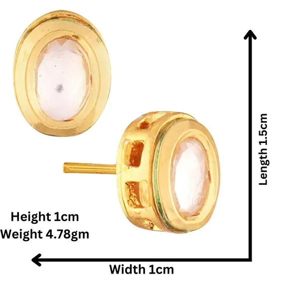 Gold_Plated_Traditional_Delicate_Oval_Shape_Design_Vilandi_Kundan_Studded_Stud_Earrings_With_Push_Back_Closure_For_Women_And_Girls