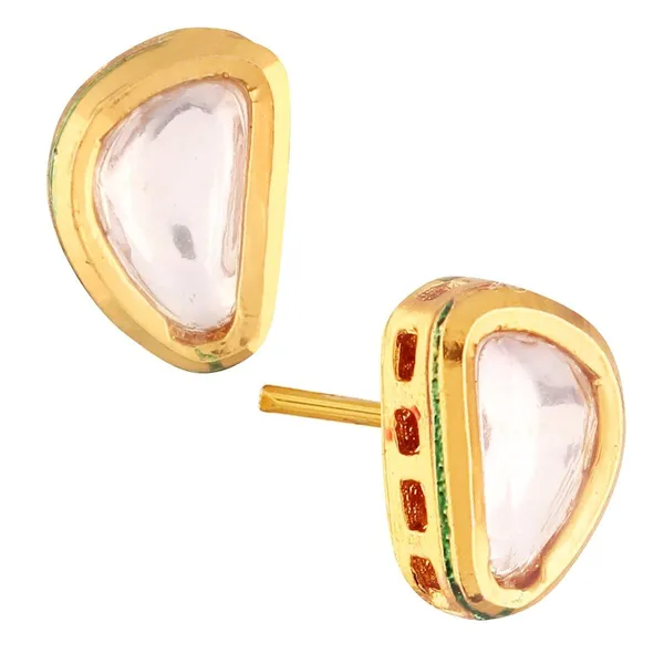 Gold_Plated_Traditional_Style_Delicate_Vilandi_Kundan_Studded_Casual_Wear_Stud_Earrings_With_Push_Back_Closure_For_Women_And_Girls_Pack_Of_1_Pair