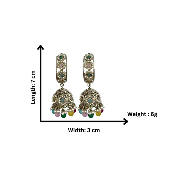 Multicolor_Gold_Plated_Multicolour_Pastel_Semi_Precious_Stones_Studded_Ethnic_Hoops_And_Jhumka_Earrings/Traditional_Jhumkis_For_Women_And_Girls