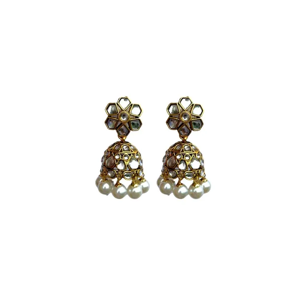 Gold_Traditional_Gold_Plated_Kundan_Studded_Statement_Floral_Jhumki_Earrings/Ethnic_Earrings_For_Women_And_Girls
