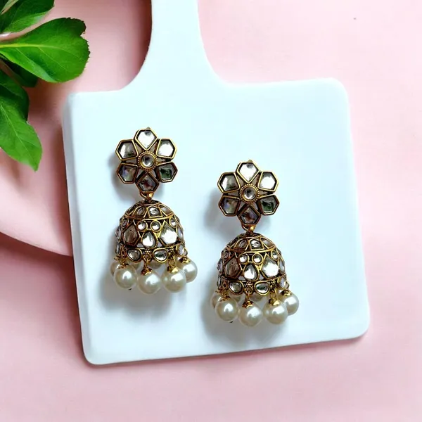 Gold_Traditional_Gold_Plated_Kundan_Studded_Statement_Floral_Jhumki_Earrings/Ethnic_Earrings_For_Women_And_Girls