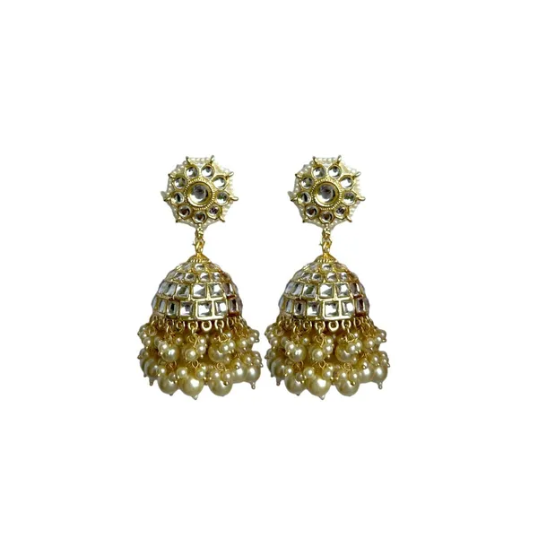 Gold_Traditional_Gold_Plated_Stunning_Kundan_And_Pearls_Embedded_Statement_Jhumki_Earrings/Ethnic_Earrings_For_Women_And_Girls
