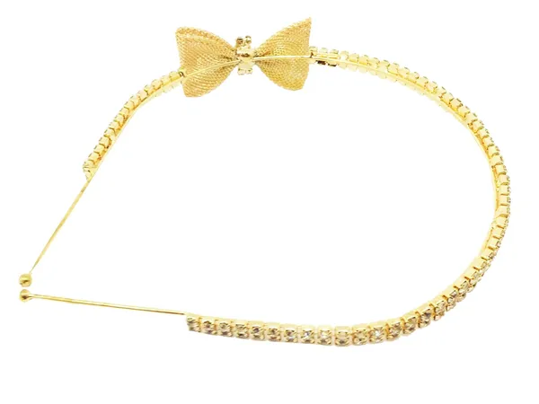 Gold_Plated_Sparkling_Goden_Rhinestones_Studded_Statement_Hair_Band/_Head_Band/_Hair_Accessory_With_Metallic_Studded_Bow_For_Women_And_Girls_Pack_Of_1