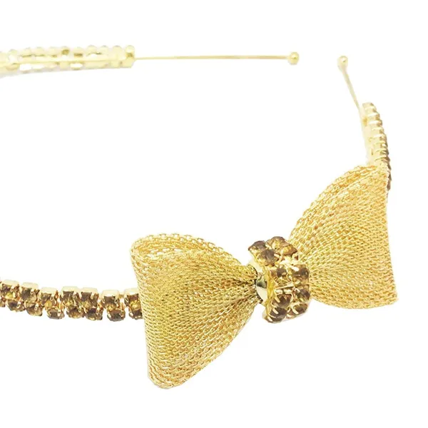 Gold_Plated_Sparkling_Goden_Rhinestones_Studded_Statement_Hair_Band/_Head_Band/_Hair_Accessory_With_Metallic_Studded_Bow_For_Women_And_Girls_Pack_Of_1