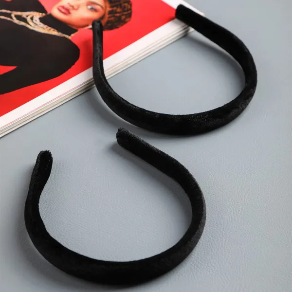 Black_Velvet_Fabric_Black_Color_Stretchable_Gym_Wear_&_Casual_Wear_Hair_Bands_For_Girls/Headbands_For_Women/Hair_Accessories_For_Women_And_Girls_Pack_Of_2