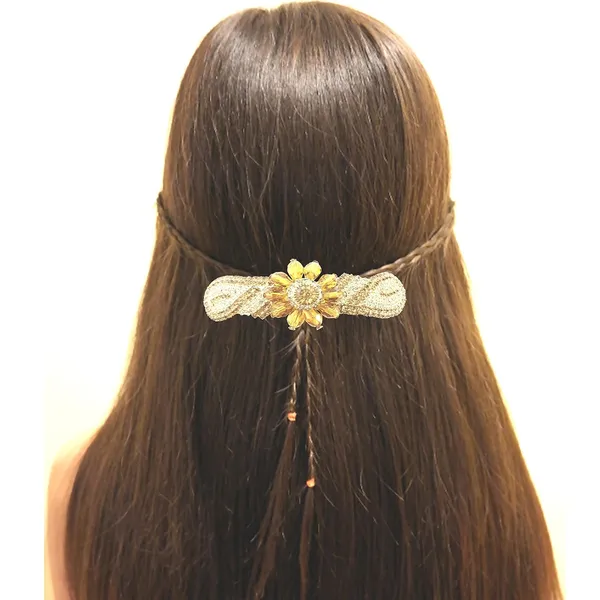 Yellow_Sun_Flower_Studded_Back_Clip_Hair_Accessories_For_Women