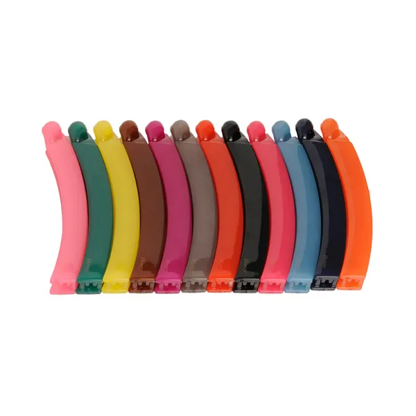 Multicolor_Acrylic_Material_Daily_And_Casual_Wear_Banana_Clips/Hair_Clips/Claw_Clips_With_Tight_Grip_Pack_Of_12_In_Shiny_12_Colours_For_Women_And_Girls_(Multi)
