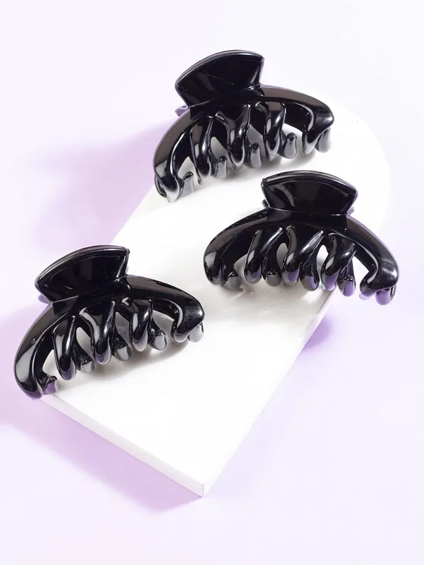Black_Acrylic_Material_Daily_And_Casual_Wear_Geometric_Shape_Design_Shiny_Black_Colour_Small_Size_Hair_Butterfly_Clips/Hair_Claw_Clips_Pack_Of_3_For_Women