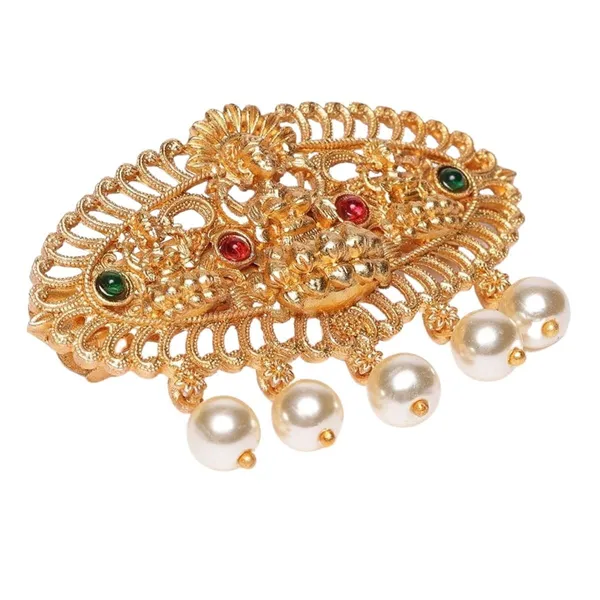 Gold_Ethnic_Stone_Embellished_Matte_Gold_Bridal_Hair_Clip_|_Antique_Indian_Jewellery_With_Pearl_Drops_|_French_Barrette_For_Women_And_Girls_(Pack_Of_1)|_Gifting_For_Karwachauth_|