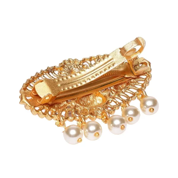 Gold_Ethnic_Stone_Embellished_Matte_Gold_Bridal_Hair_Clip_|_Antique_Indian_Jewellery_With_Pearl_Drops_|_French_Barrette_For_Women_And_Girls_(Pack_Of_1)|_Gifting_For_Karwachauth_|