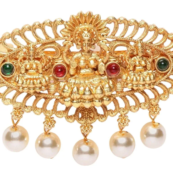 Gold_Ethnic_Stone_Embellished_Matte_Gold_Bridal_Hair_Clip_|_Antique_Indian_Jewellery_With_Pearl_Drops_|_French_Barrette_For_Women_And_Girls_(Pack_Of_1)|_Gifting_For_Karwachauth_|