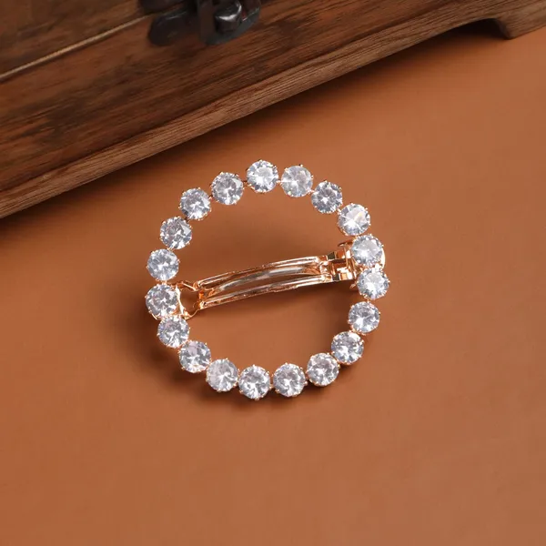 Gold_Ethnic_Rose_Gold_-_Toned_American_Diamond_Stone_Studded_Handcrafted_Delicate_French_Barrette/Hair_Pin/Hair_Clip_For_Women_And_Girls_Pack_Of_1