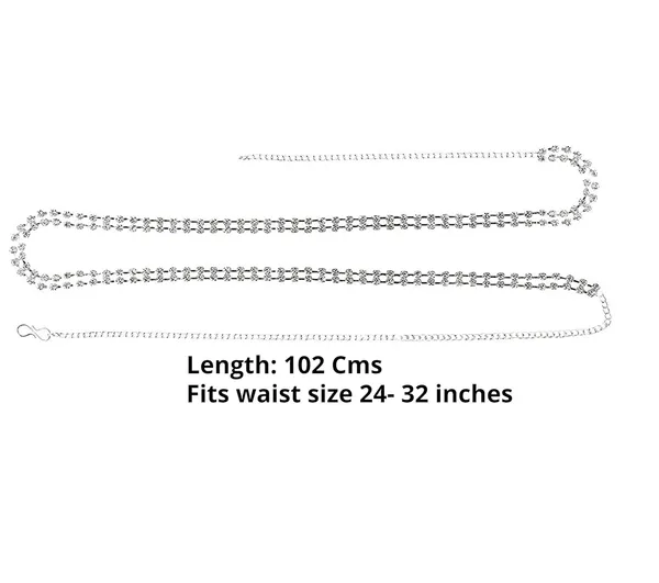 White_2_Line_Stone_Brass_Waist_Hoop_Waistbelt/Kamarband_For_Women