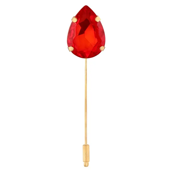 Gold_Plated_Men'S_Red_Drop_Lapel_Pin_Brooch_With_Rhinestones
