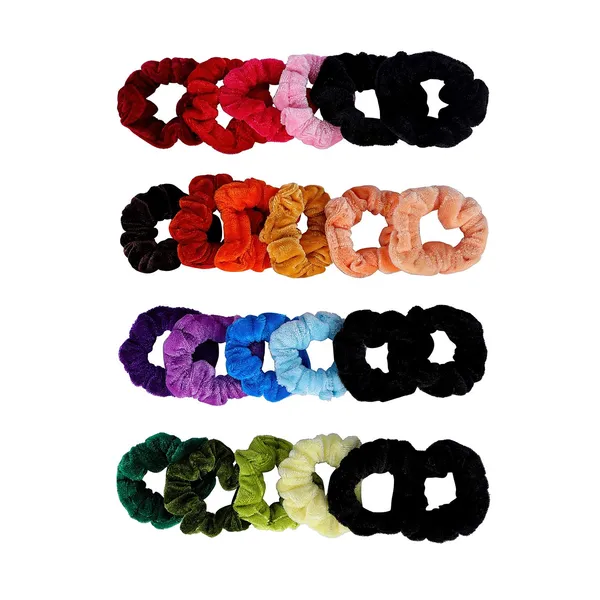Multicolour_Velvet_Fabric_Elastic_And_Stretchable_Soft_And_Comfortable_Hair_Rubber_Bands/Scrunchies/Hair_Ties_For_Women_And_Girls_Pack_Of_12_Colours