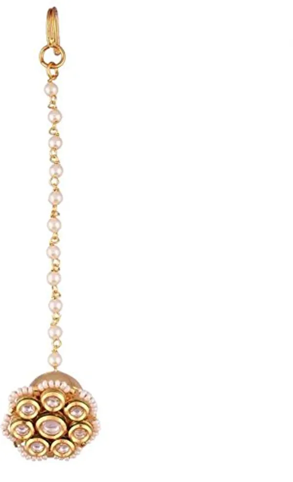 Gold_Plated_Traditional_American_Diamond_Floral_Shaped_Borla/Maang_Tika_For_Women