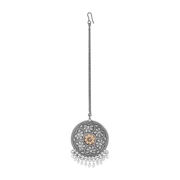 Silver_Traditional_Antique_Gold_And_Silver_Plated_Bindiya_Style_Brass_Ethnic_Maang_Tika_For_Women_And_Girls