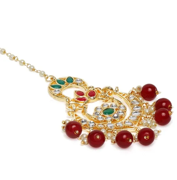 Red_Accesher_Gold_Plated_Traditional_Chandbali_Design_Style_Ruby_Emerald_Stones_And_Kundan_Embedded_Maang_Tika/Maang_Tikka_With_Ruby_Beads_Drops_For_Women_And_Girls_Pack_Of_1_|_Gifting_For_Karwachauth_|