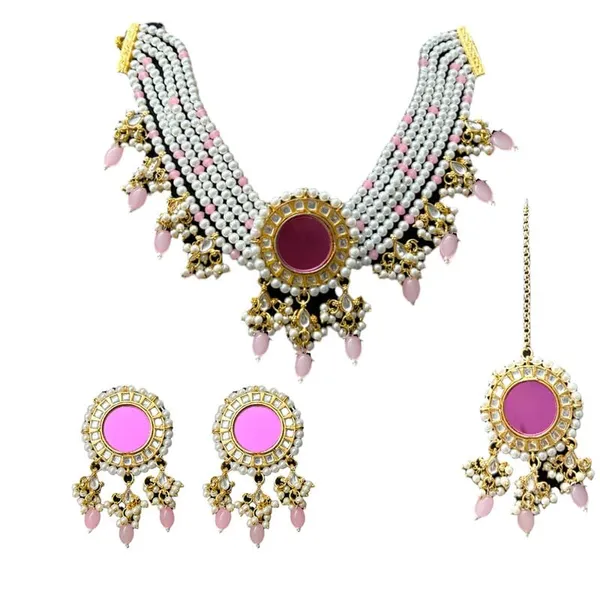 Pink_Gold_Plated_Ethnic_Kundan_And_Pearls_Embellished_Statement_Pink_Choker_Set_With_Earrings_And_Maang_Tikka_For_Women_And_Girls