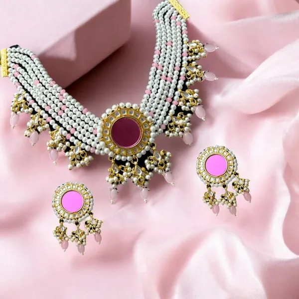 Pink_Gold_Plated_Ethnic_Kundan_And_Pearls_Embellished_Statement_Pink_Choker_Set_With_Earrings_And_Maang_Tikka_For_Women_And_Girls