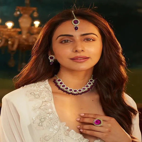 Pink_Traditional_Gold_Plated_Semi_Precious_Pink_Stones_Studded_Necklace_Set_With_Earrings,_Maang_Tikka_And_Finger_Ring_For_Women_And_Girls