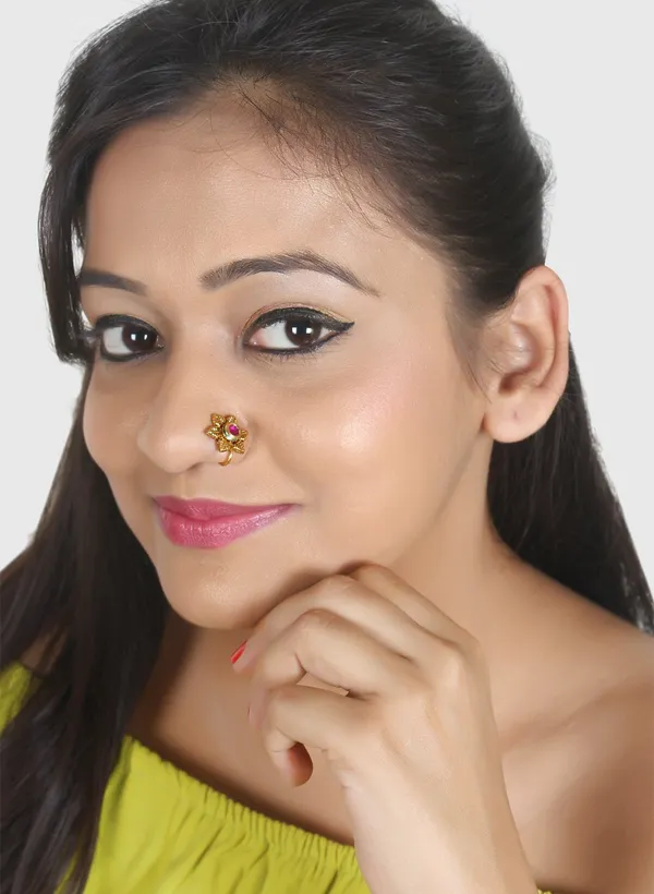 Ruby_Gold_Plated_Brass_Nose_Pin,_Clip_On_Nose_Ring_Small_Nath_Kundan_For_Women_(Red)