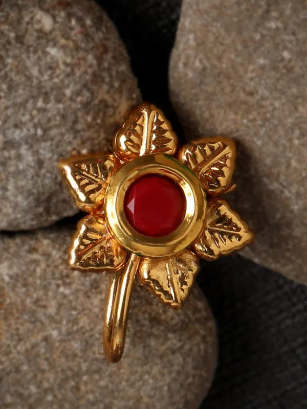 Ruby_Gold_Plated_Brass_Nose_Pin,_Clip_On_Nose_Ring_Small_Nath_Kundan_For_Women_(Red)