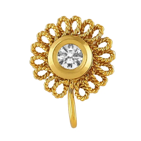 Gold_Plated_Traditional_Vilandi_Kundan_Embellished_Delicate_Floral_Design_Clip_On/Non-Piercing_Nose_Pin/Nath_For_Women_And_Girls_Pack_Of_1