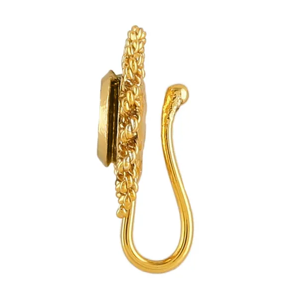 Gold_Plated_Traditional_Vilandi_Kundan_Embellished_Delicate_Floral_Design_Clip_On/Non-Piercing_Nose_Pin/Nath_For_Women_And_Girls_Pack_Of_1