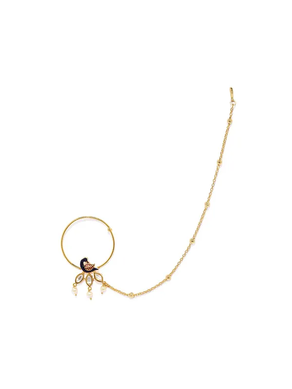 Gold_Kempu_Stone_Nose_Ring_With_Chain
