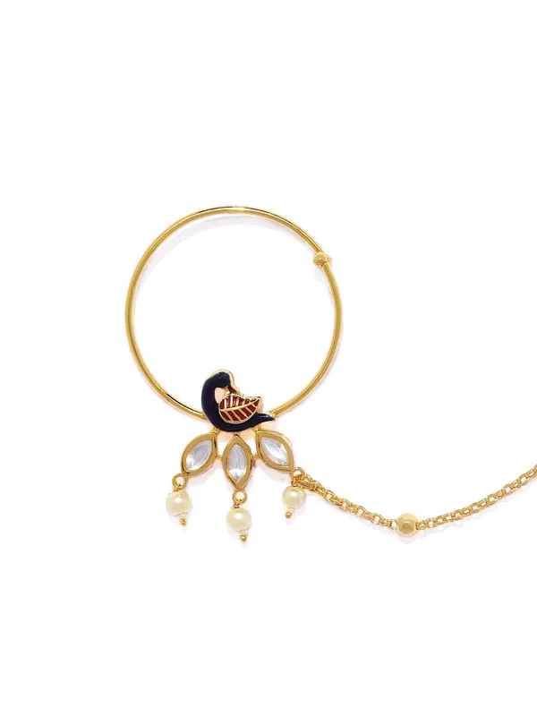 Gold_Kempu_Stone_Nose_Ring_With_Chain