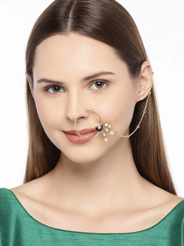 Gold_Kempu_Stone_Nose_Ring_With_Chain