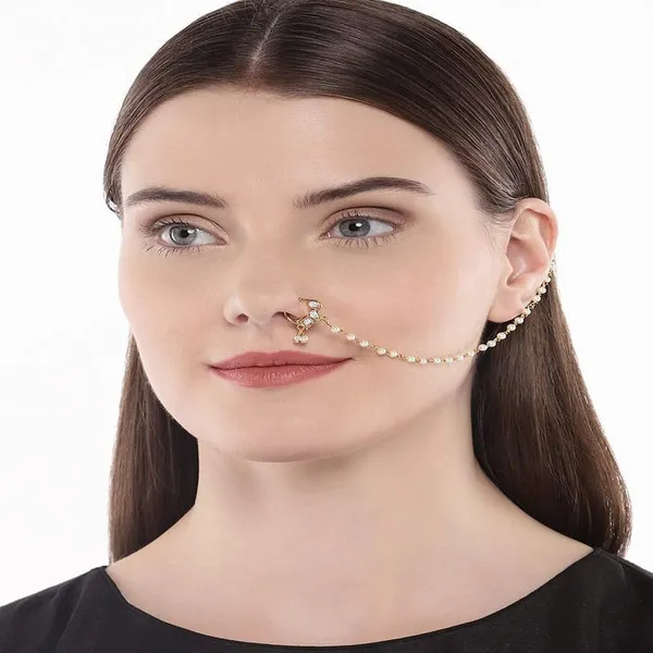 Gold_Plated_Delicate_Traditional_And_Ethnic_Wear_Stunning_Kundan_Embellished_Delicate_Clip_On_Nose_Ring/Non-Piercing_Nose_Pin/Nathani_For_Women_Pack_Of_1