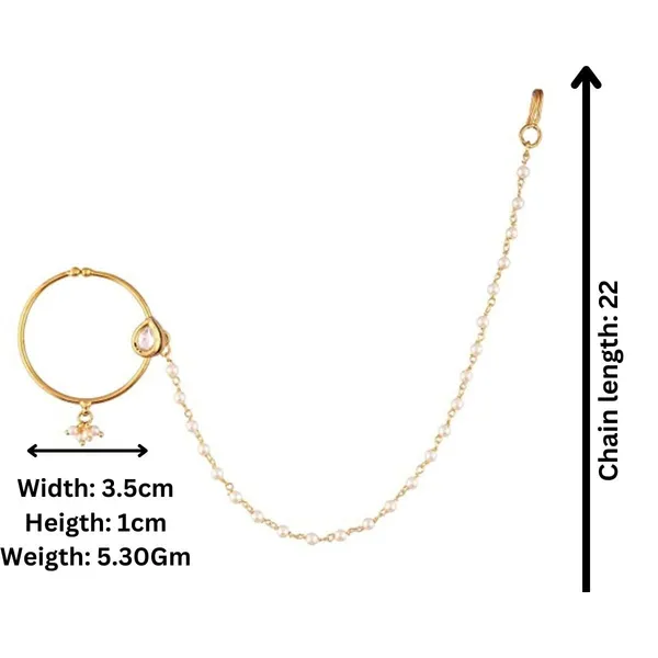 Gold_Plated_Traditional_Vilandi_Kundan_Embedded_Drop_Shape_Non-Piercing_Clip_On_Nose_Ring_With_Single_Chain_For_Women