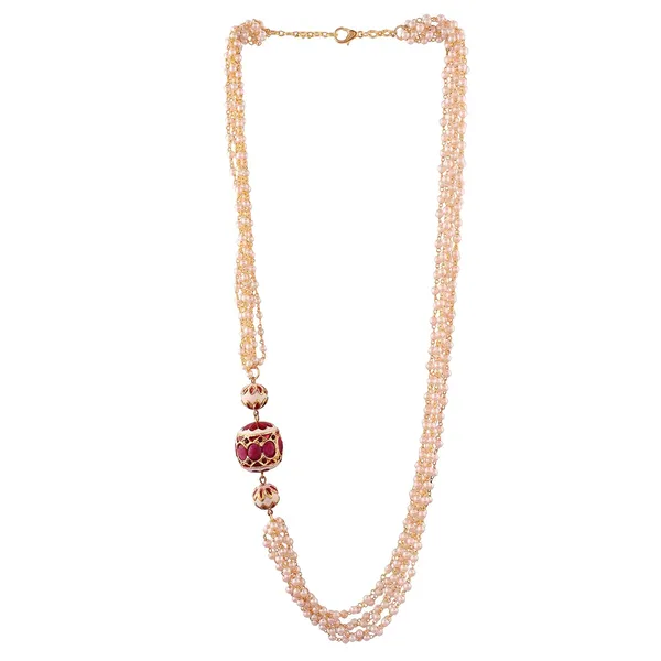 Gold_Contemporary_Style_Statement_Freshwater_Pearls_Embedded_Knotted_Links_Design_Chain_Necklace_With_Lobster_Claw_Clsoure_For_Women_And_Girls_Pack_Of_1
