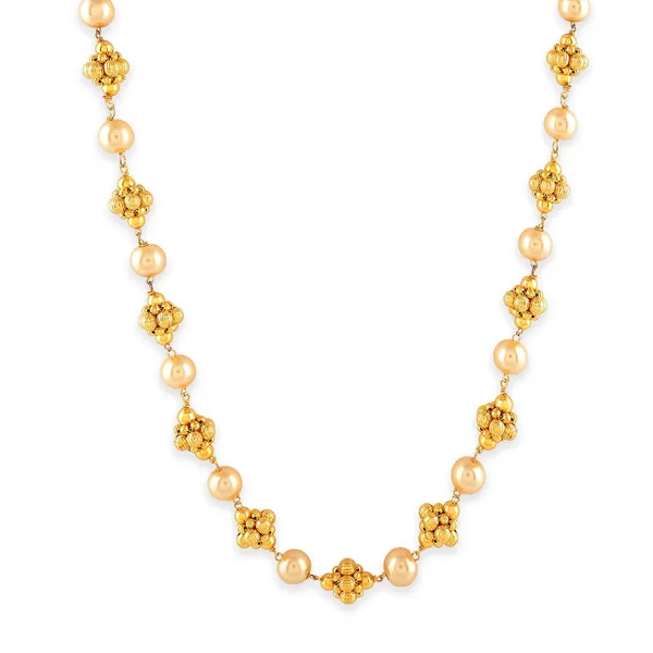 Gold_Contemporary_Style_Statement_Freshwater_Pearls_Embedded_Knotted_Links_Design_Chain_Necklace_With_Lobster_Claw_Clsoure_For_Women_And_Girls_Pack_Of_1_(White2)