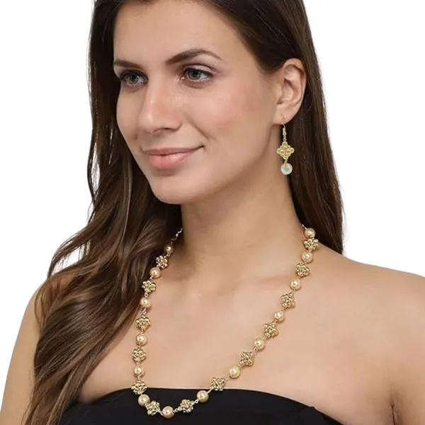 Gold_Contemporary_Style_Statement_Freshwater_Pearls_Embedded_Knotted_Links_Design_Chain_Necklace_With_Lobster_Claw_Clsoure_For_Women_And_Girls_Pack_Of_1_(White2)