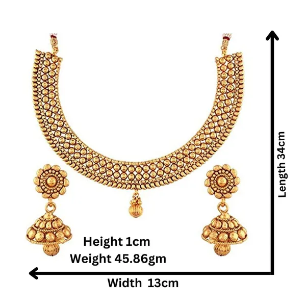 Gold_Plated_Traditional_Rajwadi_Jewellery_Inspired_Antique_Finish_Necklace_Set_With_Floral_Design_Jhumki_Earrings_For_Women_And_Girls_Pack_Of_1