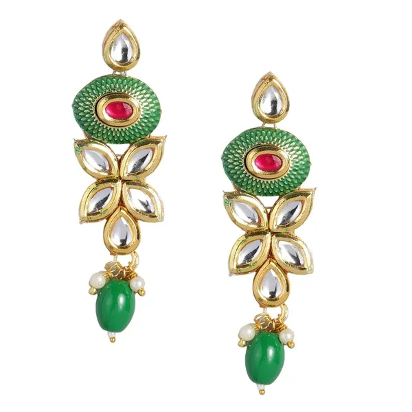 Green_Gold_Toned_Kundan_And_Green_Enamel_Jewellery_Set_Embellished_With_Emrald_Beads_For_Women_And_Girls