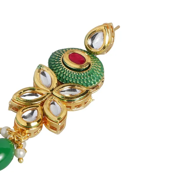 Green_Gold_Toned_Kundan_And_Green_Enamel_Jewellery_Set_Embellished_With_Emrald_Beads_For_Women_And_Girls