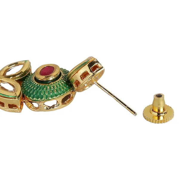 Green_Gold_Toned_Kundan_And_Green_Enamel_Jewellery_Set_Embellished_With_Emrald_Beads_For_Women_And_Girls