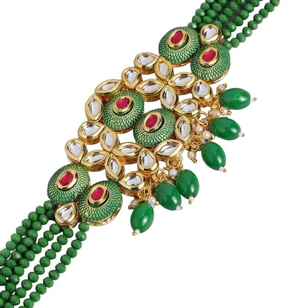 Green_Gold_Toned_Kundan_And_Green_Enamel_Jewellery_Set_Embellished_With_Emrald_Beads_For_Women_And_Girls