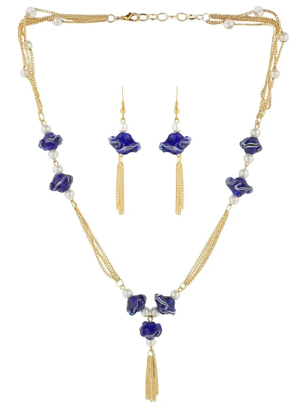 Blue_Beads_With_Gold_Chain_Necklace_Set_For_Women