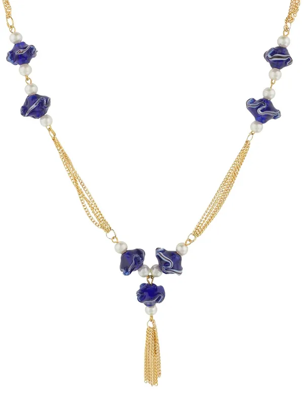 Blue_Beads_With_Gold_Chain_Necklace_Set_For_Women