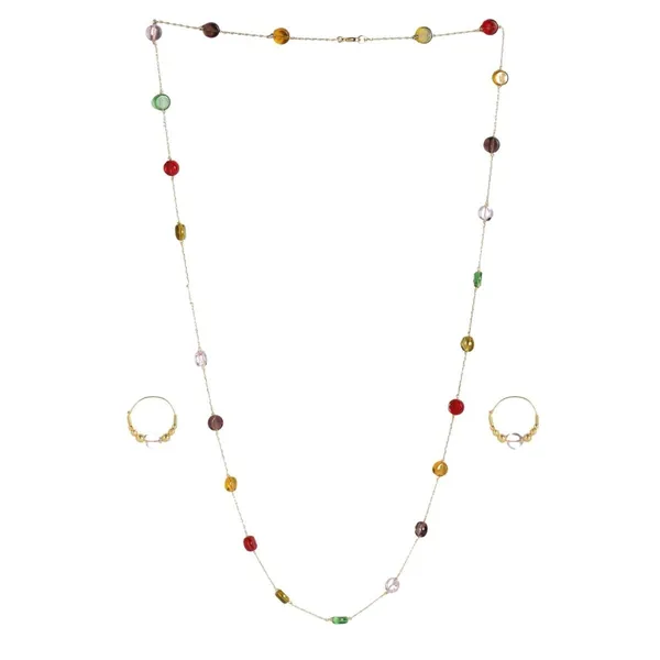 Multicolor_Plated_Western_Long-Chain_Necklace_With_Hoop_Earrings_For_Women_&_Girls_|_Trendy_&_Lightweight_Jewelry