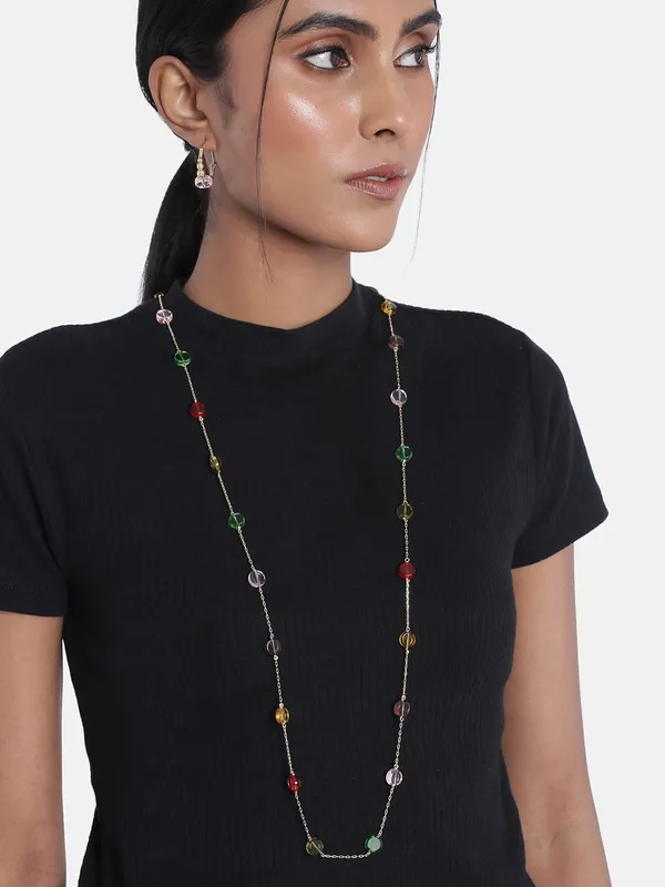 Multicolor_Plated_Western_Long-Chain_Necklace_With_Hoop_Earrings_For_Women_&_Girls_|_Trendy_&_Lightweight_Jewelry