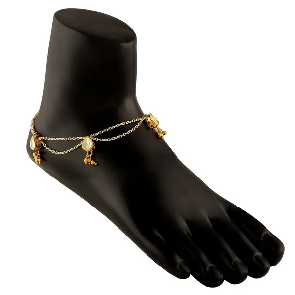Gold_Elegant_Vilandi_Kundan_And_Pearl_Chain_Anklet_For_Women_And_Girls_(Pack_Of_2)_|_Gifting_For_Karwachauth_|