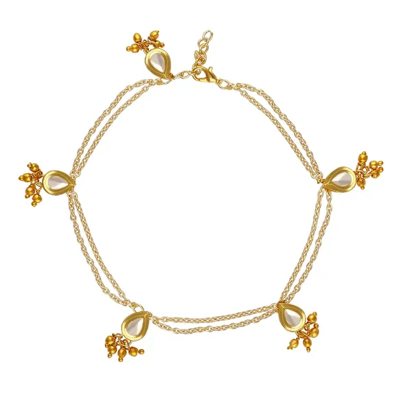 Gold_Elegant_Vilandi_Kundan_And_Pearl_Chain_Anklet_For_Women_And_Girls_(Pack_Of_2)_|_Gifting_For_Karwachauth_|