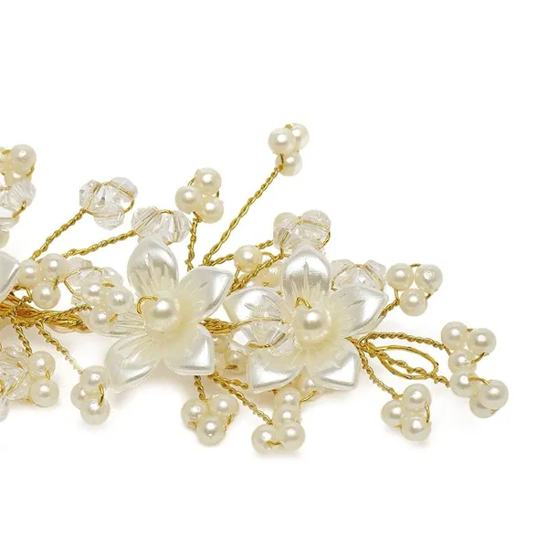 White_Gold_Plated_Crystal_Beads_And_Ivory_Pearls_Embedded_Indo-Western_Style_Inspired_Adorable_Floral_Hair_Vine/Pearl_Hair_Accessory_For_Women_Pack_Of_1